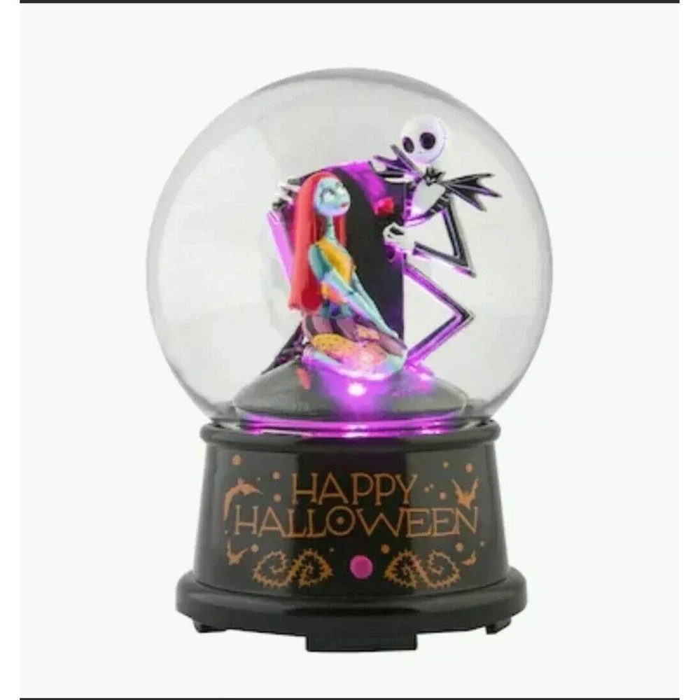 Disney Jack & Sally Halloween Town Musical Light-Up Globe New